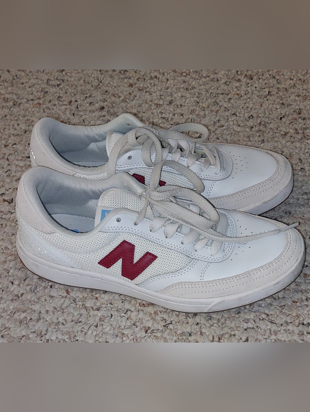 New Balance discontinued 440 White Sneakers with Burgundy 'N' Accent